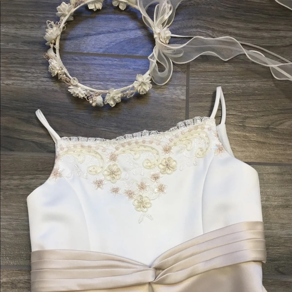 Flower girl dress and headpiece